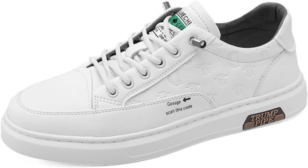 

Мужские белые кроссовки на платформе, стильные повседневные туфли с тиснением и металлической деталью, удобные и модные для повседневной носки Aokisx