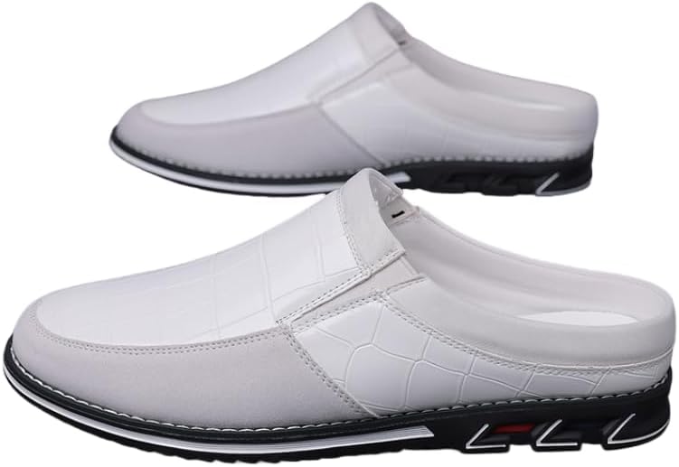 

HCHCTRY Мужские босоножки больших размеров в винтажном ретро-стиле с вырезами, удобные, с нескользящей микрофибровой верхней частью, прочные тапочки, мужская обувь для улицы, белый