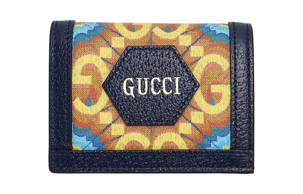 

GUCCI Женский бумажник из коровьей кожи для карт черный оранжевый синий