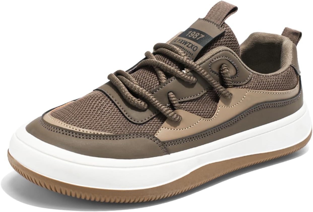 

Мужские кеды 1987 года на шнуровке из канвы и кожи для повседневной ходьбы Lanverth, коричневый