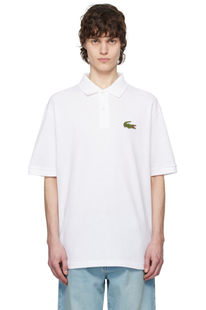 

Белая свободная рубашка-поло с надписью «Picé» Lacoste
