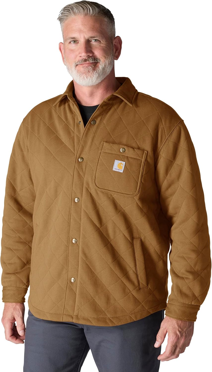 

Толстовка Carhartt mens Rain Defender Loose Fit Heavyweight Quilted Snap Front Shirt Jac, Carhartt Brown, Коричневый, Толстовка Carhartt mens Rain Defender Loose Fit Heavyweight Quilted Snap Front Shirt Jac, Carhartt Brown