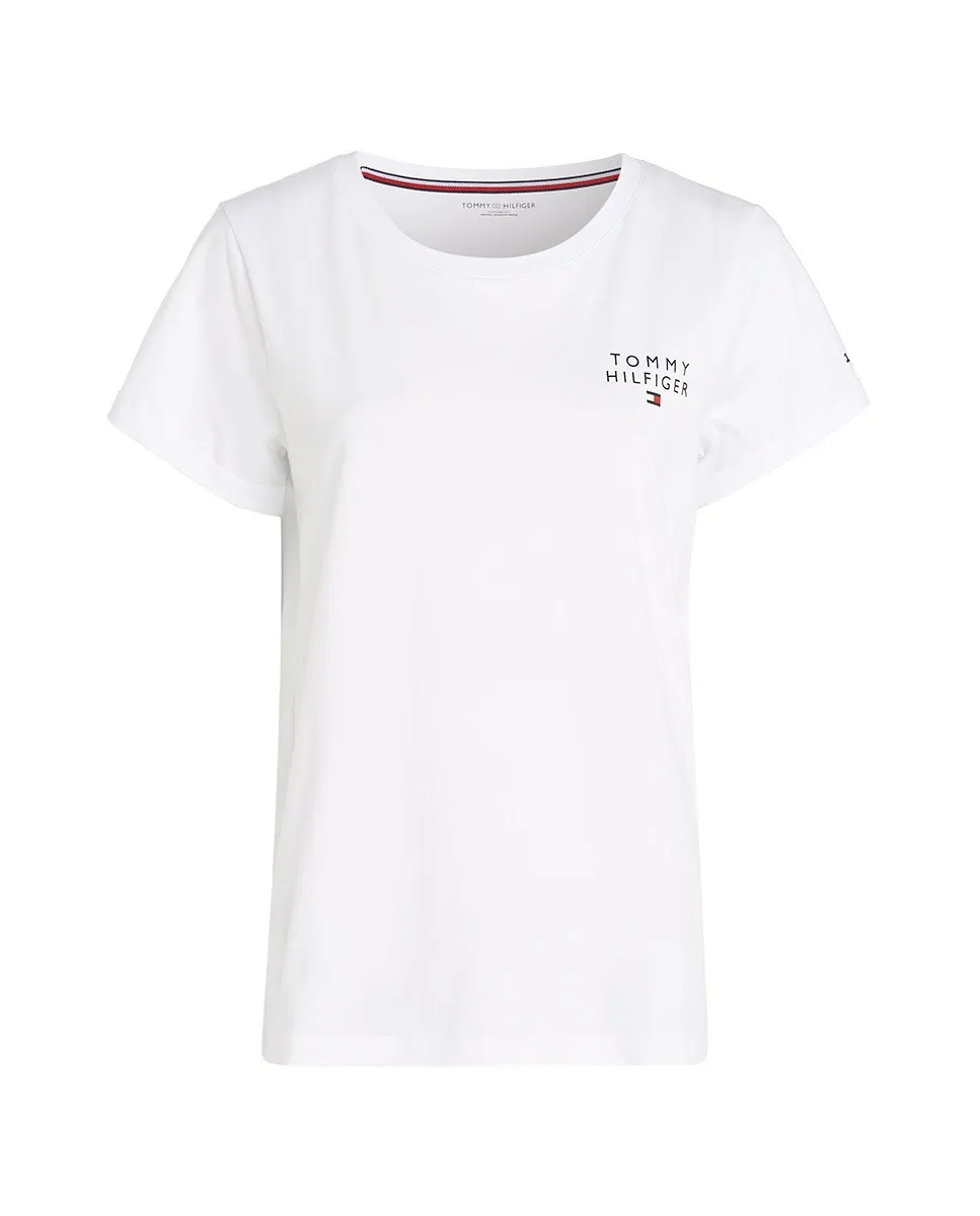 Женская базовая хлопковая футболка с логотипом TH Tommy Hilfiger, белый — фото 4