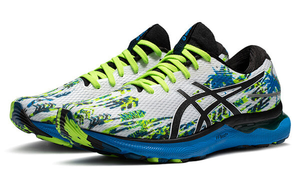 Кроссовки гель нимбус 24 Asics, белый/синий — фото 2