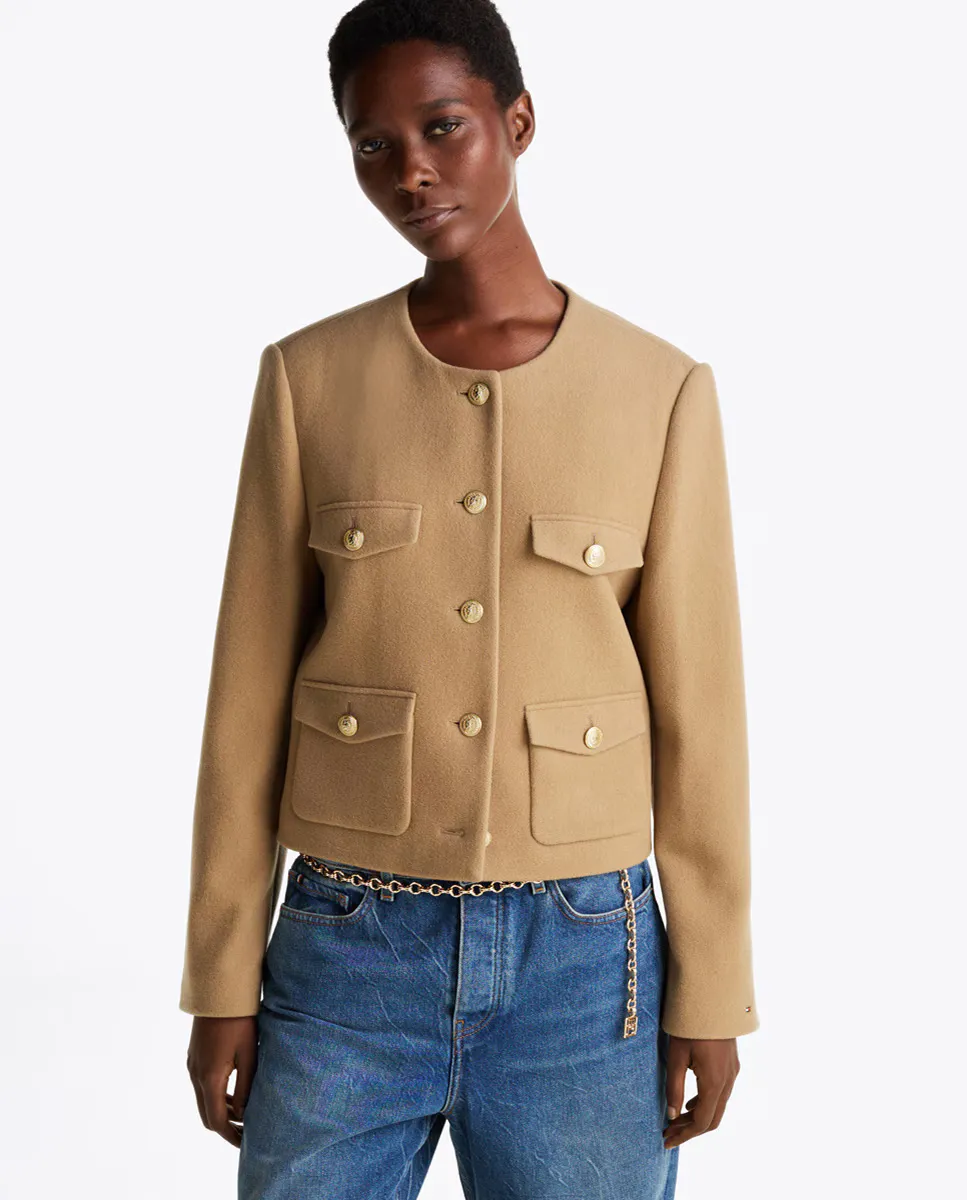 

Женская куртка с круглым вырезом и застежкой на пуговицы Tommy Hilfiger, коричневый