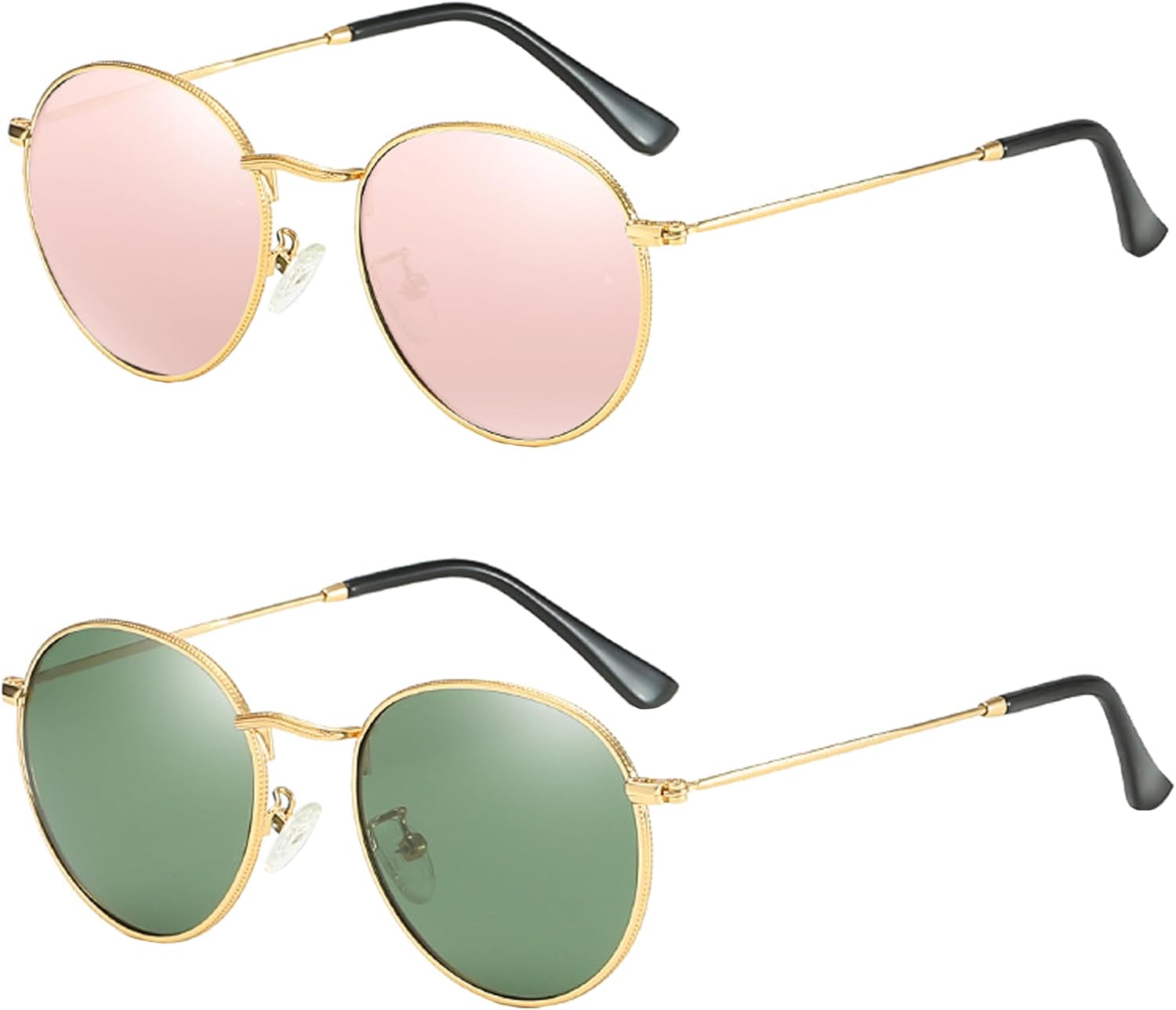 

Небольшие круглые поляризованные солнцезащитные очки для женщин и мужчин, классический ретро-стиль, круглая металлическая оправа, защита от УФ-излучения Teumire, P6 Gold/Pink+gold/G15