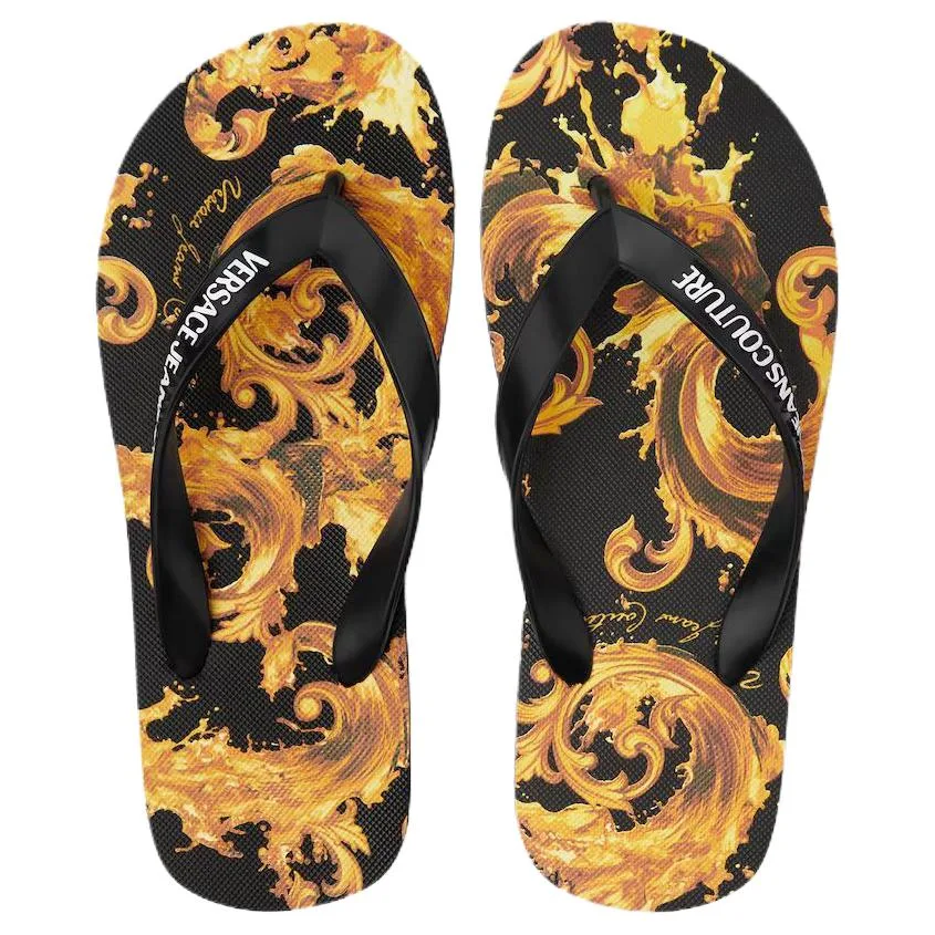 VERSACE JEANS COUTURE Шлепанцы без особых функций мужские Black Gold — фото 4