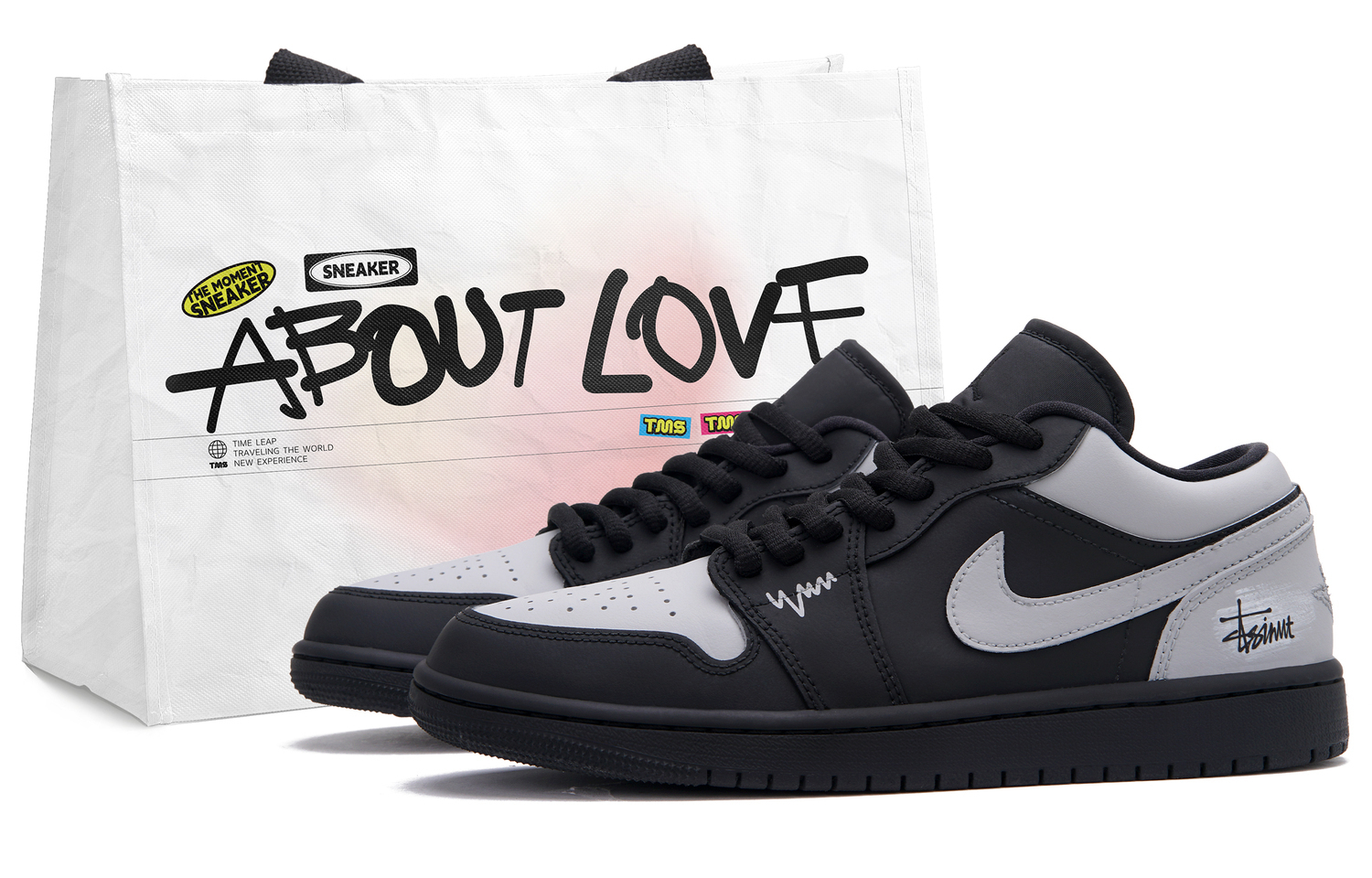 

Jordan Кроссовки Air 1 Night Patrol Low top Vintage для баскетбола, мужские, черный с серым