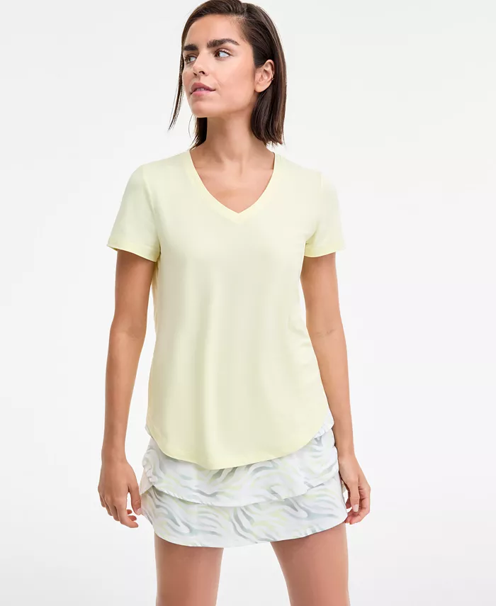 

Женская футболка с V-образным вырезом Performance, созданная для Macy's Id Ideology, желтый
