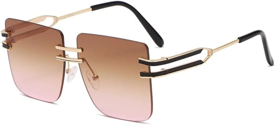 

Большие солнцезащитные очки для женщин, роскошные, в металлической оправе, с защитой от УФ-излучения UV400, квадратные, SUN245 Generic, Wtyj004 Pink Brown