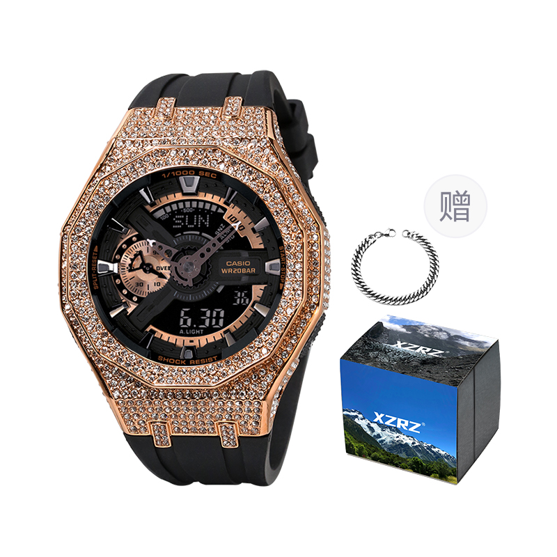 

Унисекс часы CASIO серии с двойным дисплеем жидкокристаллическим/аналоговым, 48,5 мм, золотые