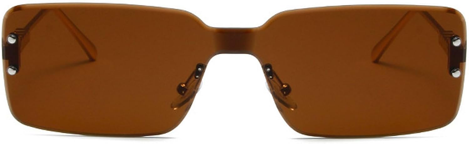 

Ретро-солнцезащитные очки без оправы квадратной формы для женщин и мужчин, 90-е годы, маленькие прямоугольные солнцезащитные очки, винтажные, милые, узкие, модные солнцезащитные очки mincl, Dark Brown