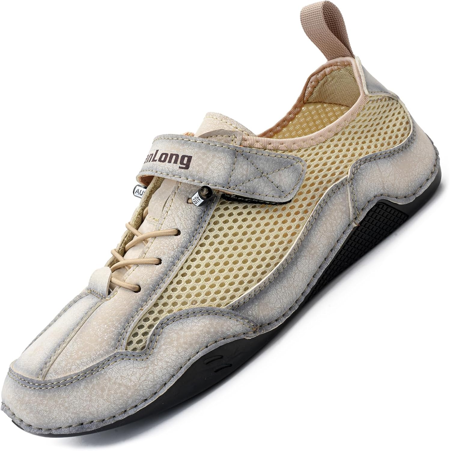 

Мужские кроссовки Lossarye с сеткой, для походов и прогулок на открытом воздухе, с застежкой-липучкой, легкие, противоскользящие, повседневные, для кемпинга и вождения, летние тренировочные водные туфли, бежевый