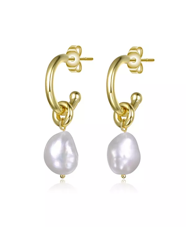 

Серьги-Капельки Huggie Drop с покрытием из 14-каратного золота и нерегулярными жемчужинами Rachel Glauber, gold