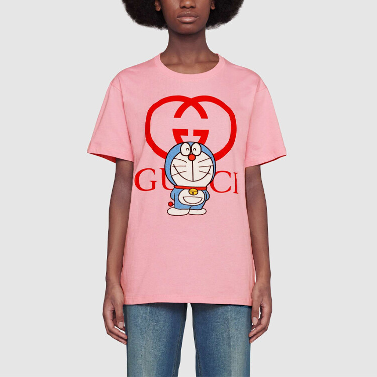 Футболка Gucci Doraemon X, женская, розовая — фото 2