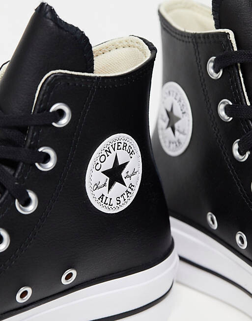 Черные кожаные кроссовки с завышенной талией Converse Chuck Taylor All Star — фото 2