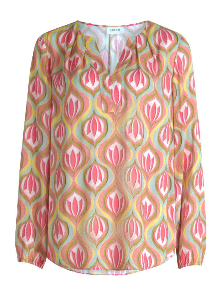 

Повседневная блузка с узором в розово-зеленых тонах CARTOON