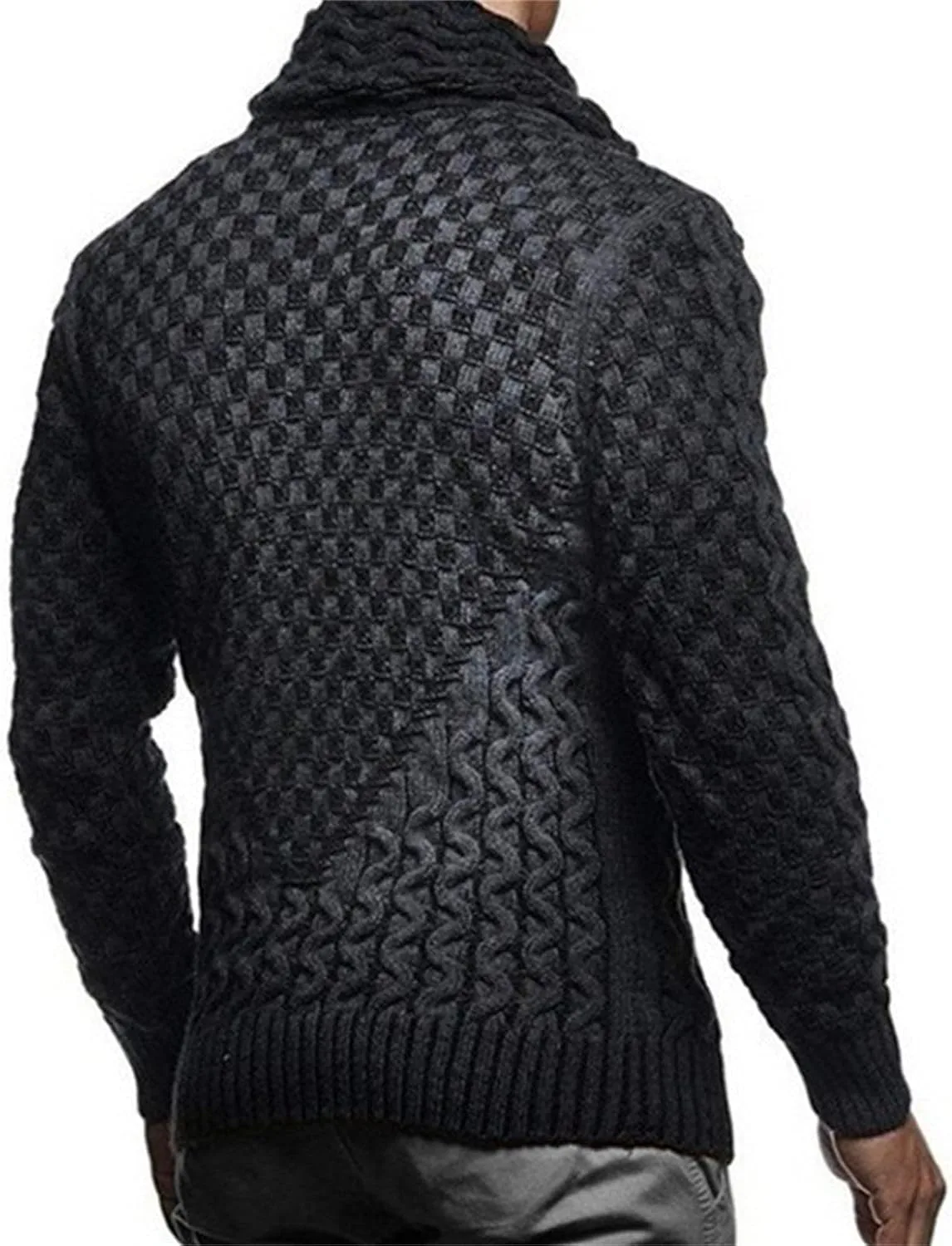 Мужской вязаный свитер с воротником-стойкой длинный рукав slim fit — фото 3