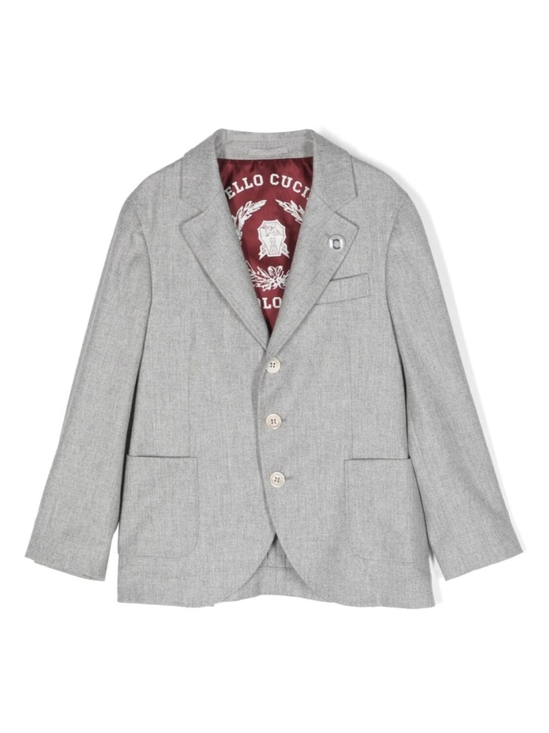 

Brunello Cucinelli Kids однобортный пиджак из смесовой шерсти, серый