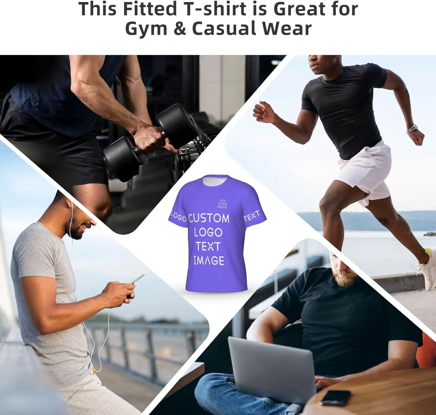 Футболка с полной запечаткой Custom T Shirts с логотипом — фото 2