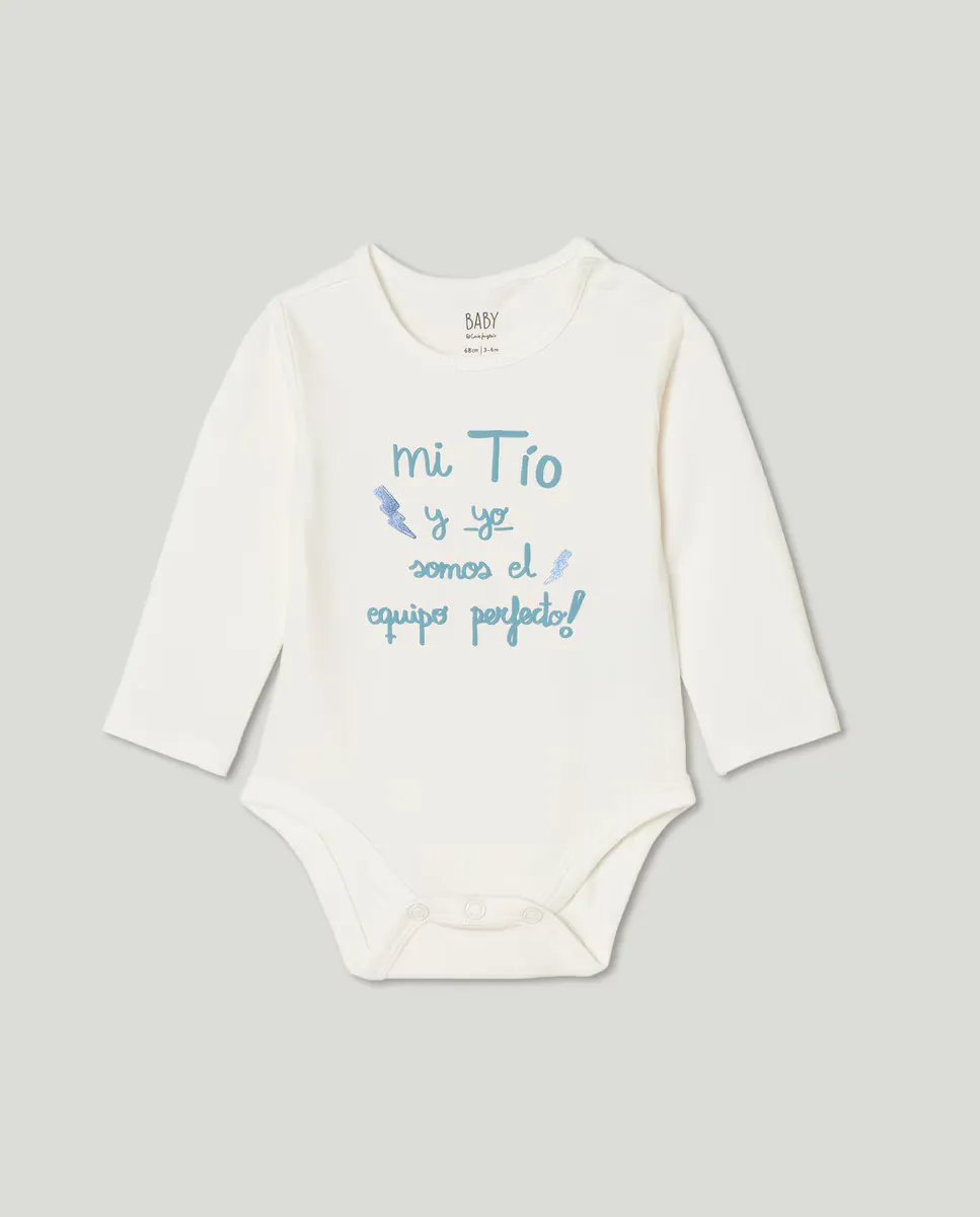 

Детское боди с надписью «Мой дядя и я...» Baby El Corte Inglés, цвет Blanco roto