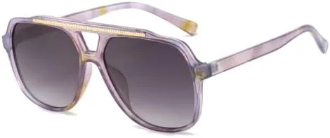 

Солнцезащитные очки с двойной перемычкой 2027 года для женщин, прозрачные градиентные линзы, солнцезащитные очки UV400 для мужчин MTZJH, Purple Pattern Grey