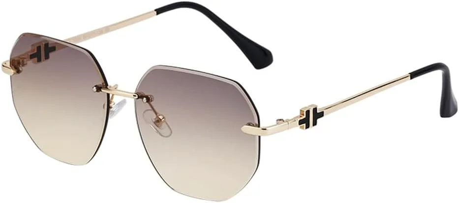 

Женские солнцезащитные очки без оправы для активного отдыха на природе, винтажные модные очки для женщин, очки с защитой от УФ-излучения UV400 HDUBFY, C5