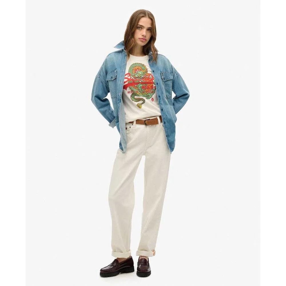 Футболка с коротким рукавом Superdry Vl Tokyo Relaxed, бежевый — фото 4
