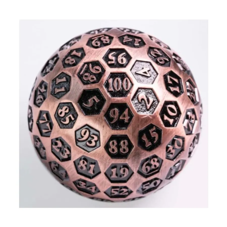 

45мм d100 - Медь с надписью, Dice Sets - Metal - D100's (Foam Brain Games)