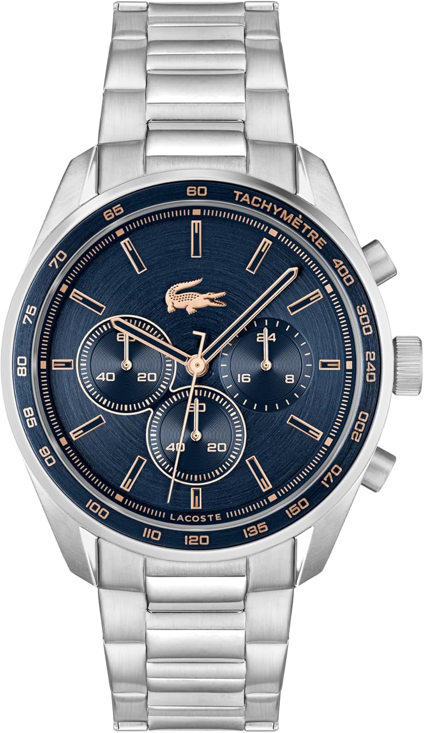

Lacoste Boston мужские часы-хронограф - классическая нержавеющая сталь - тахиметр - водонепроницаемость до 5ATM/50 метров - современный дизайн для него - 42mm, Blue Stainless