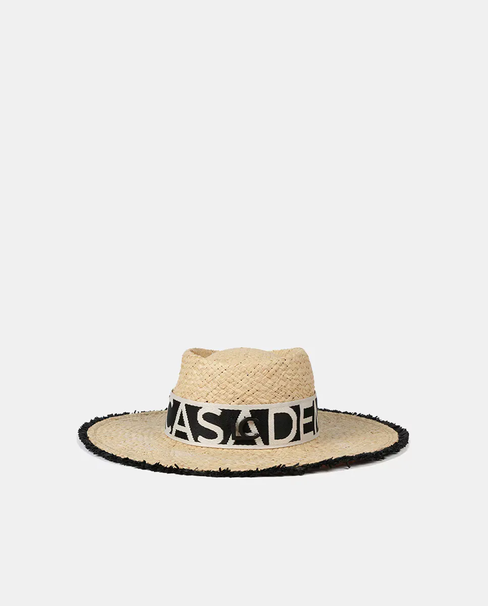 

Шапка с эффектом рафии с контрастным отклоняющимся логотипом Lola Casademunt, натуральный