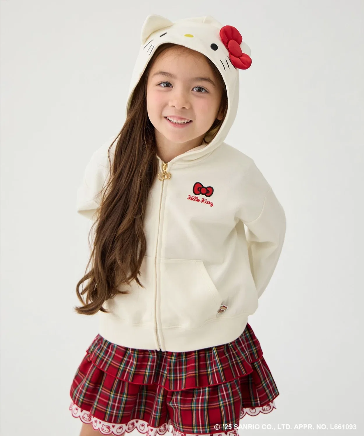 Парка-костюм Hello Kitty × ANY KIDS, оверсайз, с капюшоном-мордочкой, цвет белый