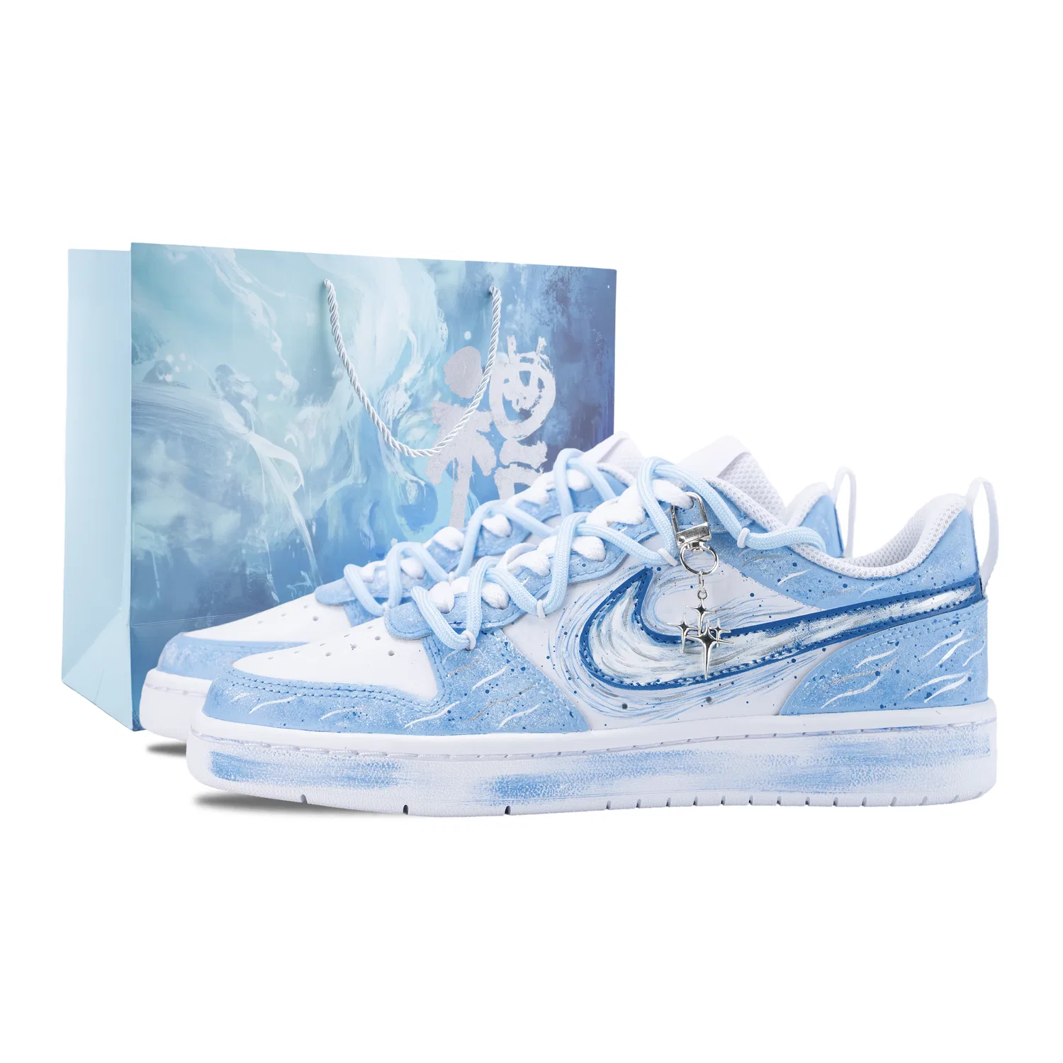 Кроссовки для скейтбординга Court Borough Kids' Grade School Nike, Blue White (Blue Shopping Bag)