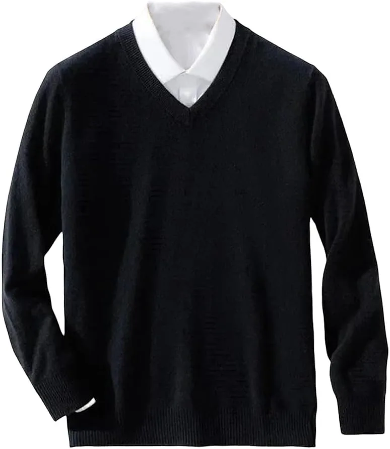 

Мужской вязаный свитер с V-образным вырезом, длинный рукав, Slim Fit