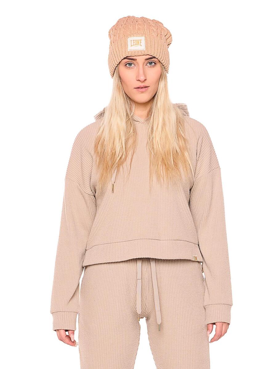 

LEONE 1947 APPAREL Женская свободная толстовка с капюшоном в рубчик