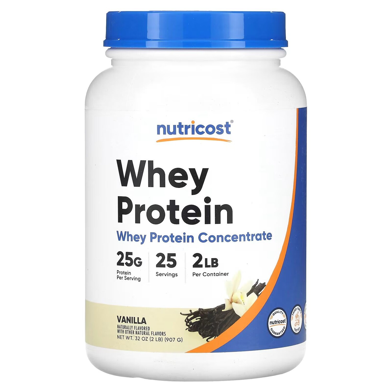 

Концентрат сывороточного протеина, ваниль, 2 фунта (907 г) Nutricost