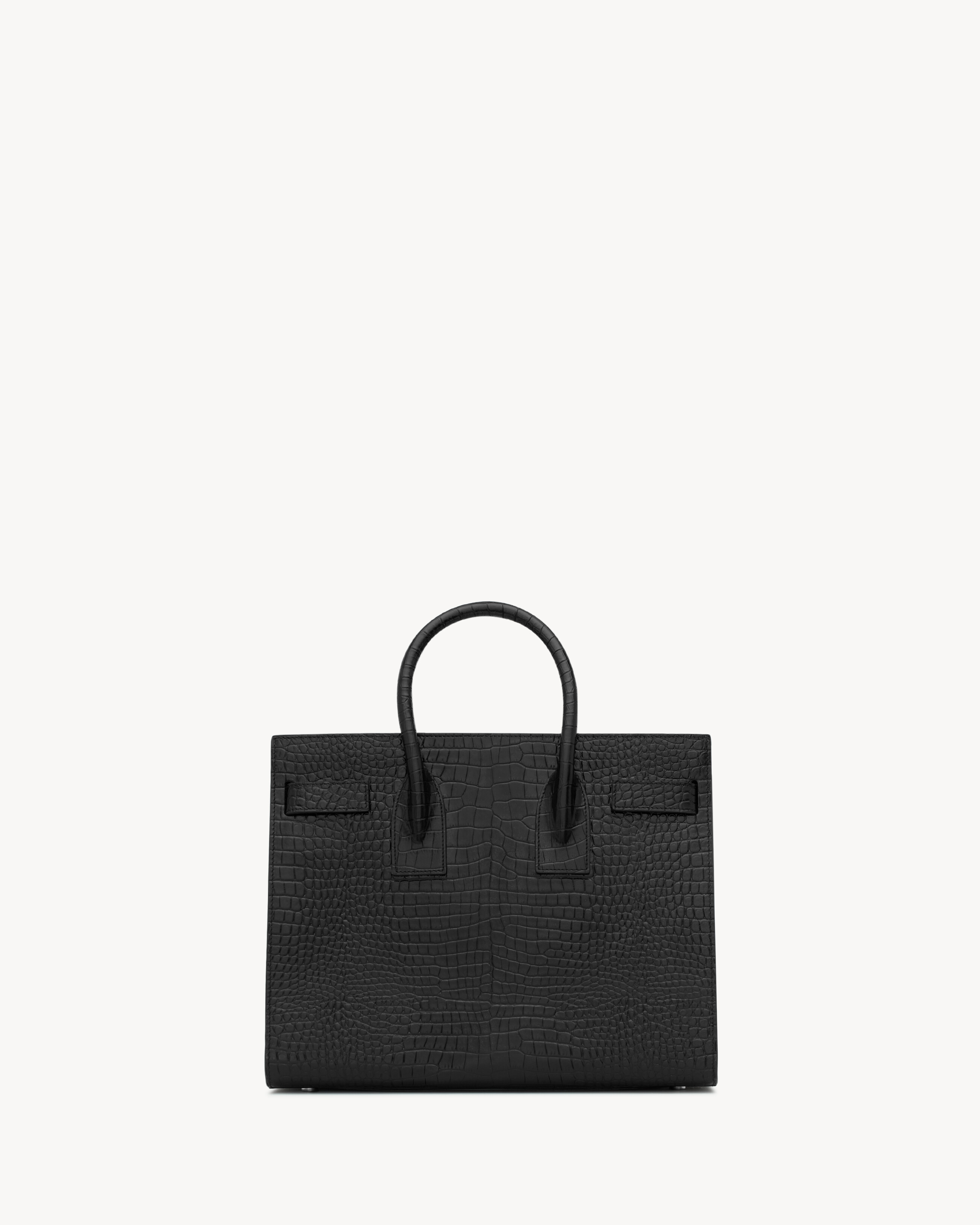 Сумка Sac de Jour из кожи с тиснением под крокодила - маленькая Saint Laurent, черный — фото 3