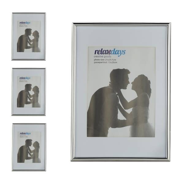 

4xРамка для фотографий Relaxdays in Silber 20x30 cm, серебристый/белый