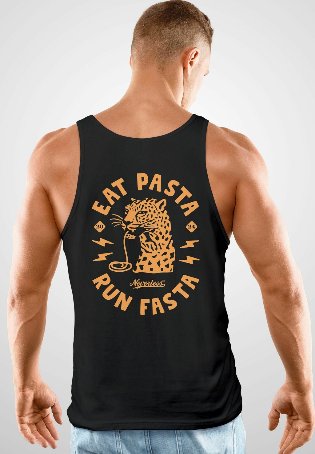 

Топ Tank Aufdruck Schrift Eat Pasta Brust Retro Fashion Sommer Muskel Neverless, антрацит