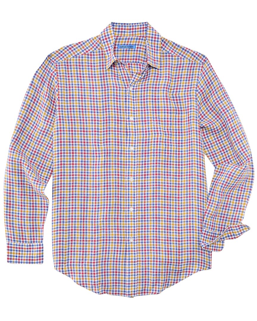 

Рубашка из льна в клетку J.McLaughlin Gingham Gramercy, синий