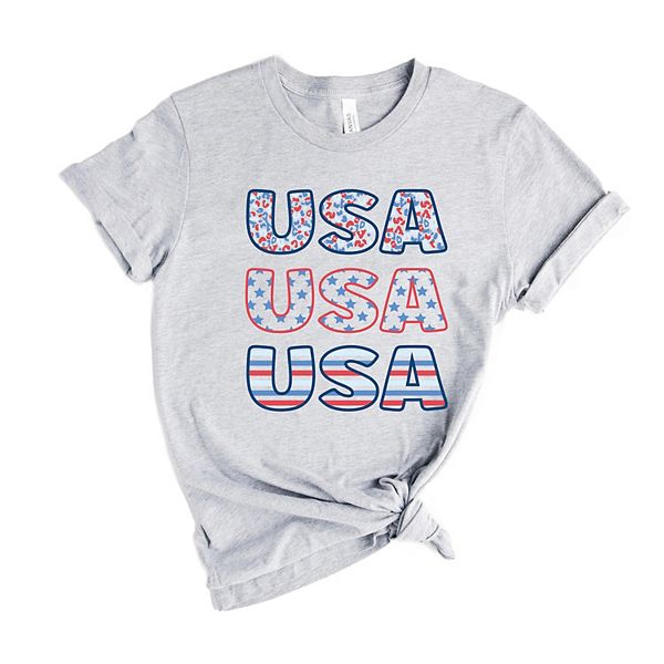 

Футболка с принтом USA stacked colorful Simply Sage Market, Heather Grey