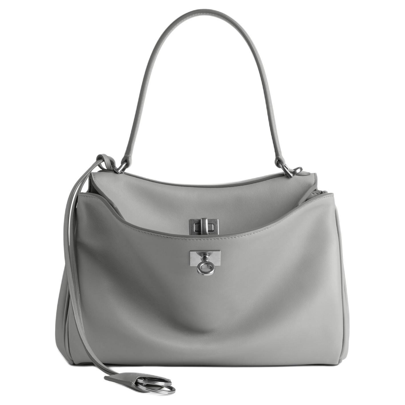 

Balenciaga Кожаная сумка Rodeo Cow с одним плечевым ремнем, маленькая, женская, цвет Cloud Gray