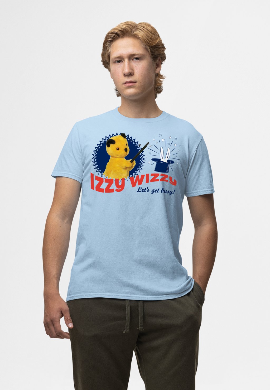 

Футболка с принтом SOOTY RETRO IZZY WIZZY LET S GET BUSY Henry Tiger, светло-голубой