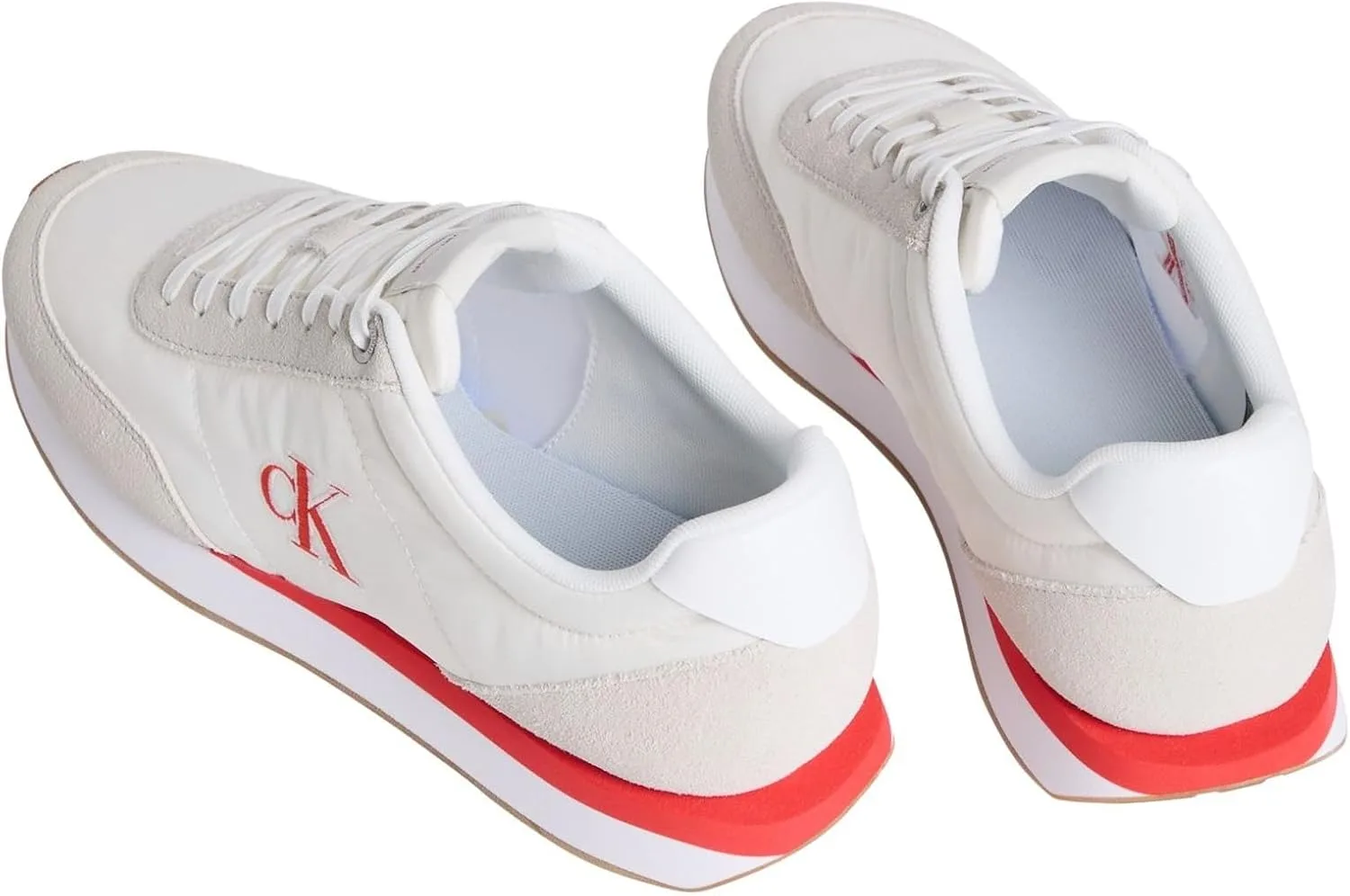 Мужские кроссовки Calvin Klein Retro Runner ESS Mix Mat Ym0ym01361 Low Top Calvin Klein Jeans, белый/оранжевый/бежевый — фото 2
