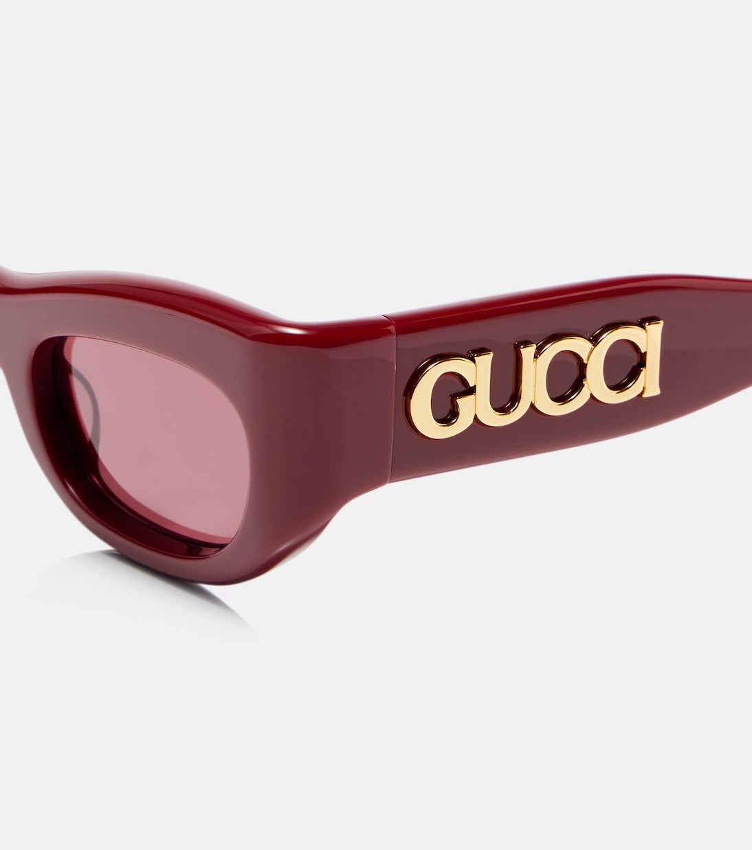 Прямоугольные солнцезащитные очки с логотипом Gucci, Burgundy-Burgundy-Red — фото 2
