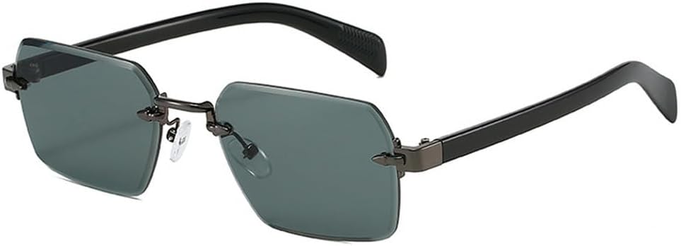 

Женские солнцезащитные очки без оправы, модные, прозрачные, с градиентным переходом, защита от УФ-излучения UV400; мужские солнцезащитные очки в стиле панк HVTVTLA, Gun Green Gray