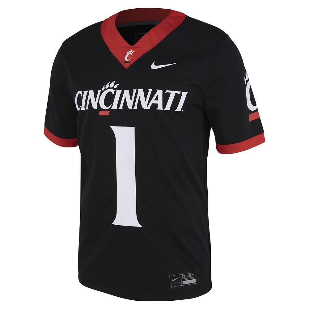 Мужская футбольная майка Nike #1 Cincinnati Bearcats Untouchable Black черного цвета, цвет Cin Black — фото 3