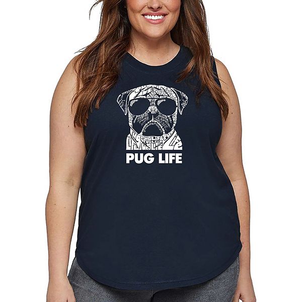 

Женская футболка plus size с принтом Pug Life La Pop Art, Navy, Синий, Женская футболка plus size с принтом Pug Life La Pop Art, Navy