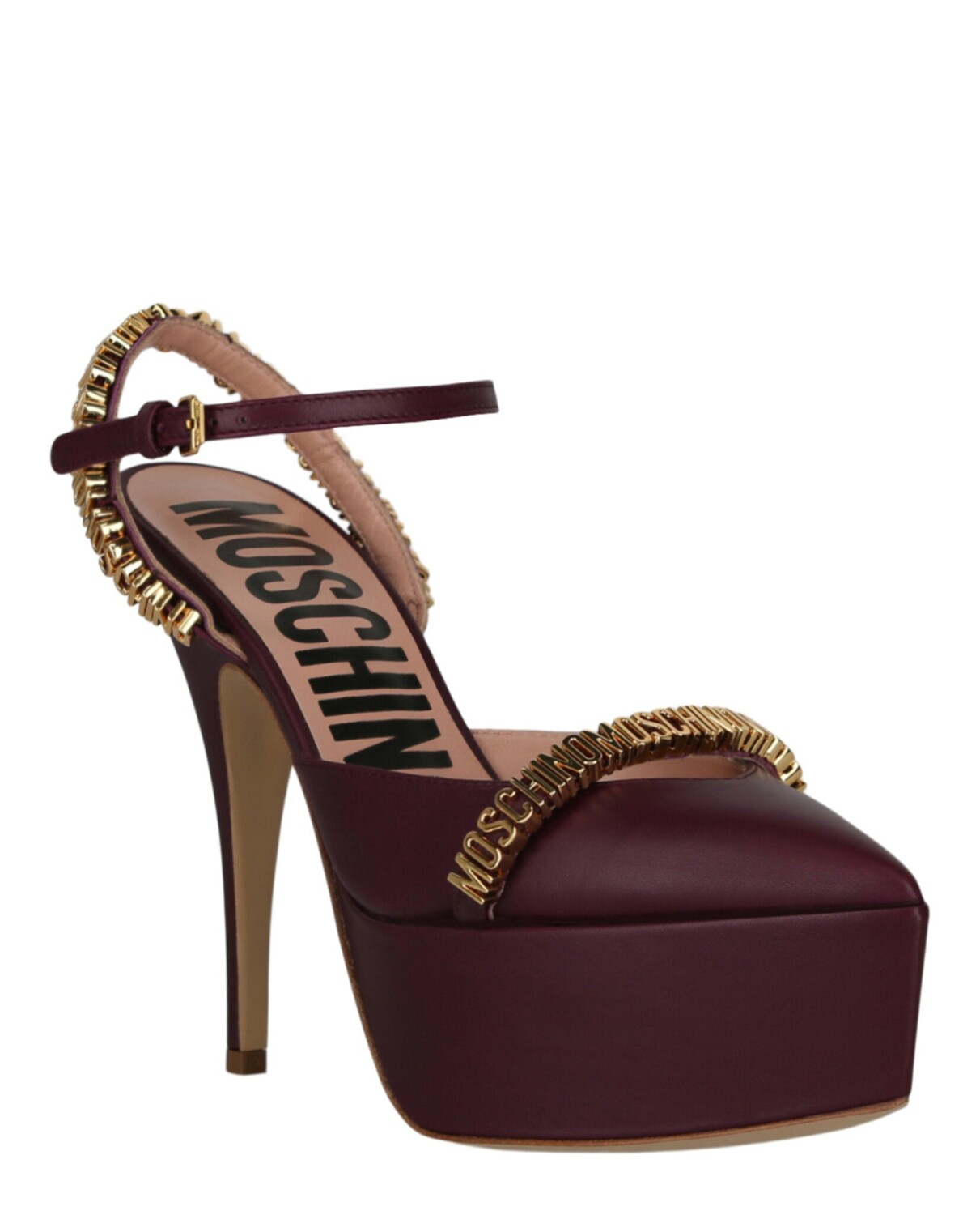 

Туфли с ремешком на щиколотке и надписью-логотипом Moschino, фиолетовый