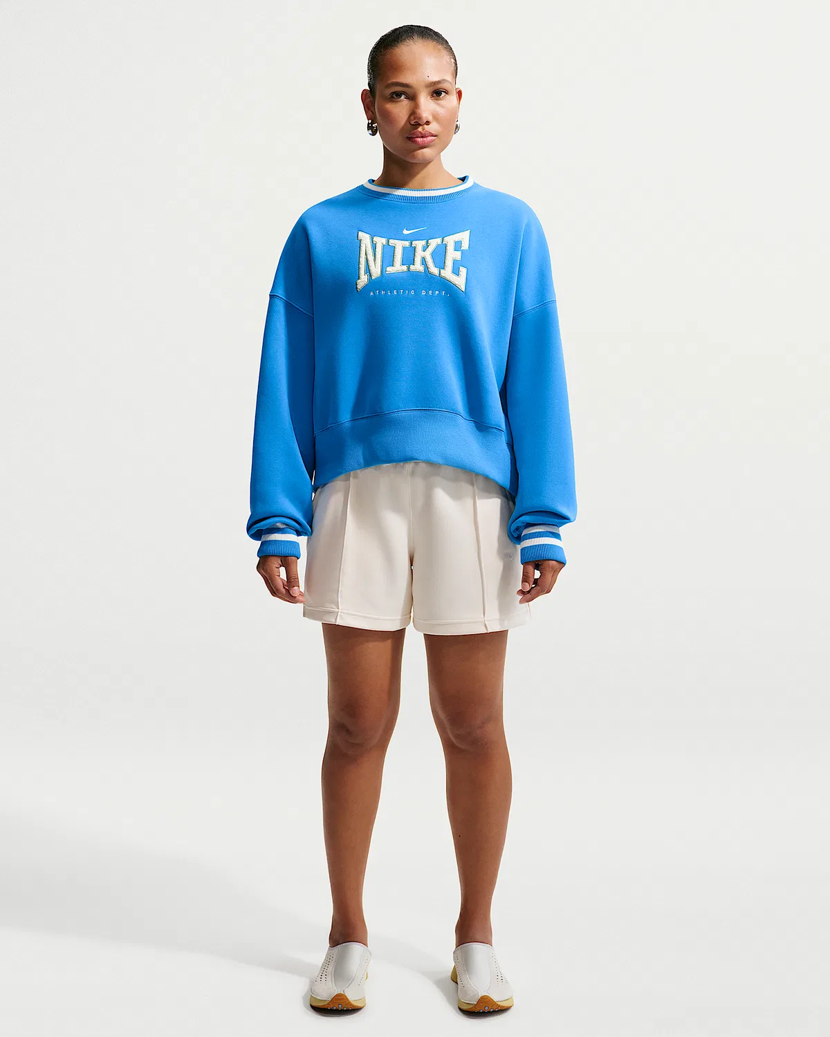 Женский оверсайз свитшот с круглым вырезом Nike Sportswear Phoenix Fleece, Light Photo Blue/Sail — фото 4